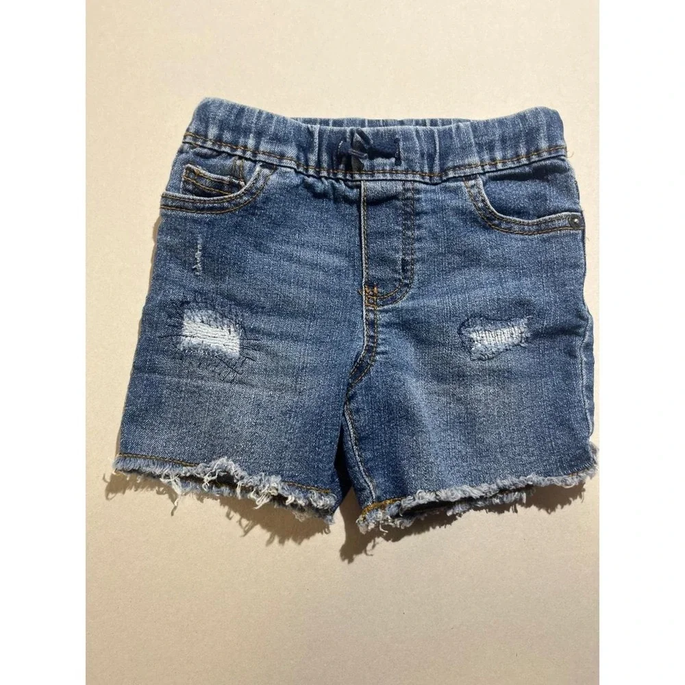 OshKosh B'gosh Toddler Girls Blue Distressed Denim Shorts 18M Frayed Hem